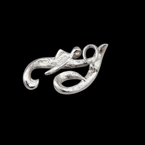 Vintage Nolan Miller Letter F Pendant Cursive Script Pave Set Crystals - Picture 4 of 7